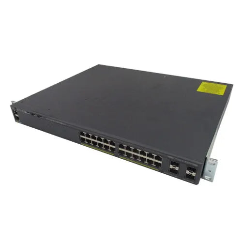 Refurbished Cisco Catalyst WS-C2960X-16PS-LL PoE+ switch front panel with 16 Gigabit Ethernet ports and uplink SFP slots