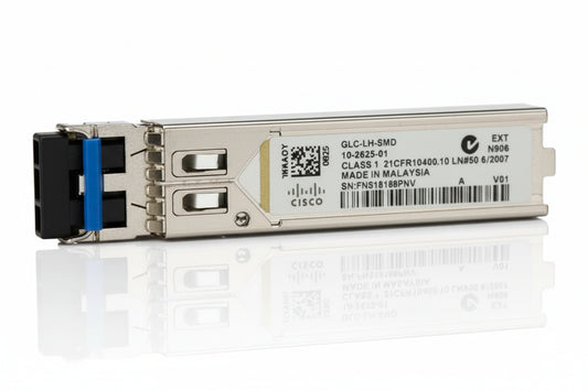 Refurbished Cisco GLC-LH-SMD SFP fiber transceiver module with LC duplex connector